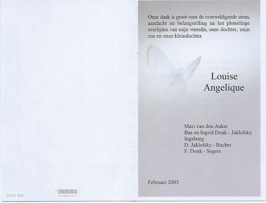 Card Louise Angelique Donk