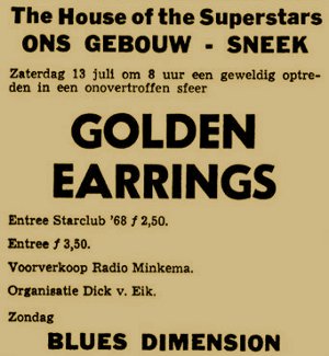 Golden Earrinmgs Newspaper show announcement July 13 1968 Sneek - Ons Gebouw