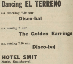 Golden Earing show announcement November 02, 1969 Kaatsheuvel - Hotel Smit