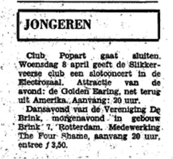 newspaper announcement Het Vrije Volk March 27, 1970