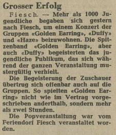 Golden Earring show announcement April 28, 1972 Bienne - Palais de Congres