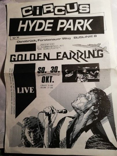 Golden Earring show poster October 30, 1983 Osnabrück (Germany) - Circus Hyde Park